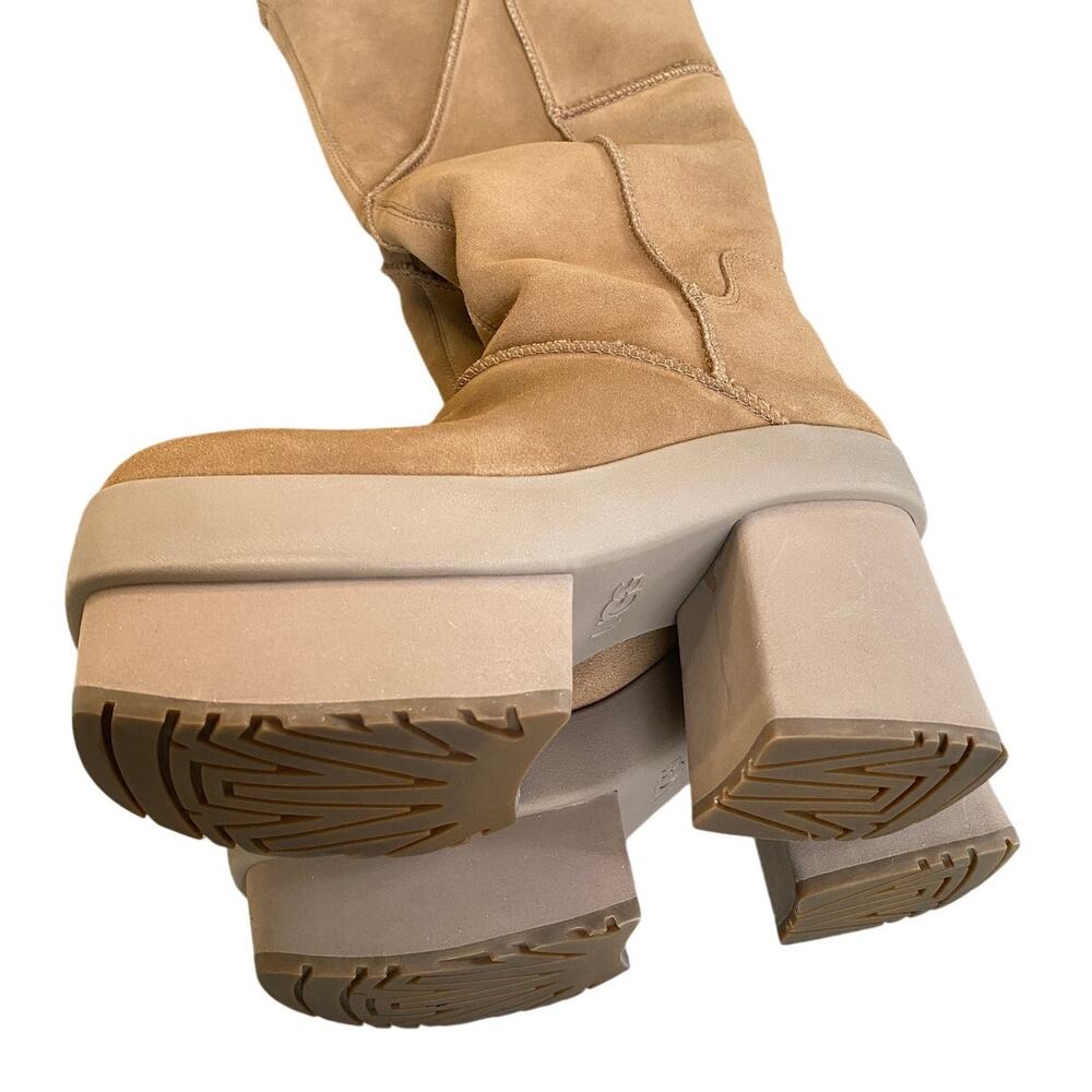 UGG New Heights Chestnut Brown Platform Xtra Boots Size 8 - Picture 5 of 12